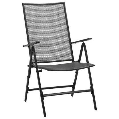 Ensemble de salle à manger d'extérieur table et chaises de jardin en maille acier anthracite – Sanzelize Design