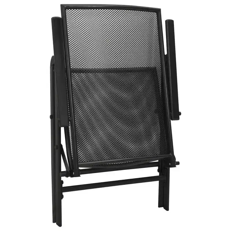 Ensemble de salle à manger d'extérieur table et chaises de jardin en maille acier anthracite – Sanzelize Design