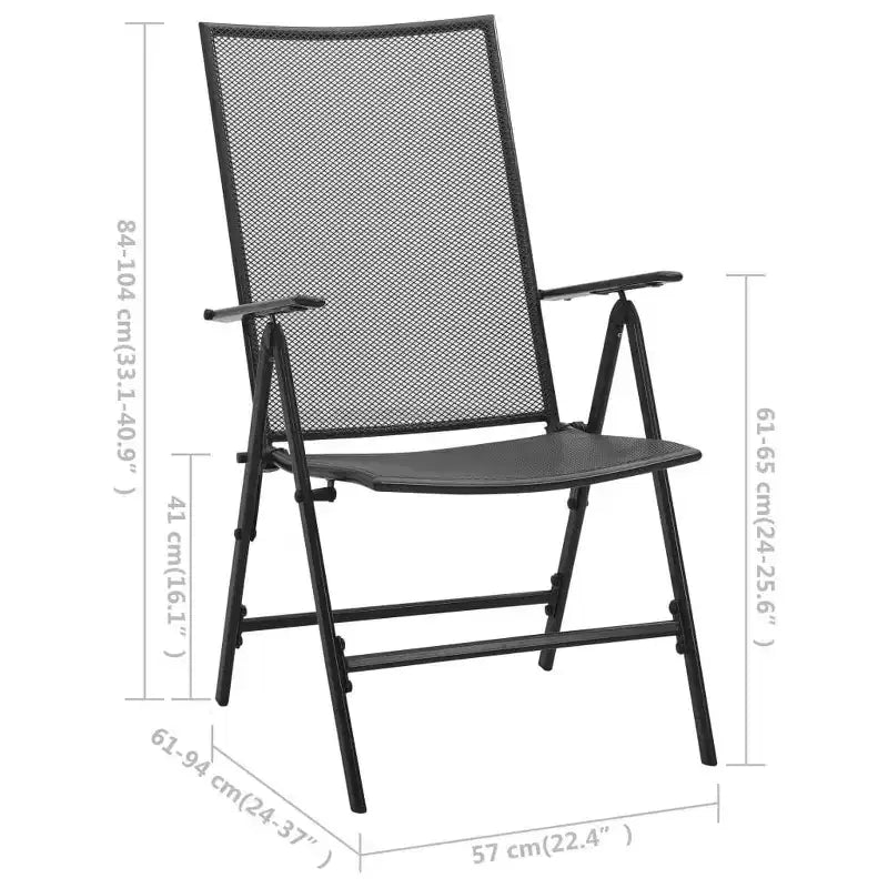 Ensemble de salle à manger d'extérieur table et chaises de jardin en maille acier anthracite – Sanzelize Design
