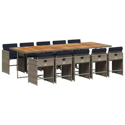 Salon de jardin 11 pièces avec coussins Mobilier d'extérieur de jardin Gris rotin synthétique – Sanzelize Design