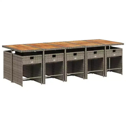 Salon de jardin 11 pièces avec coussins Mobilier d'extérieur de jardin Gris rotin synthétique – Sanzelize Design