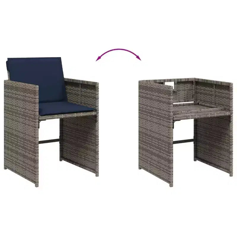 Salon de jardin 11 pièces avec coussins Mobilier d'extérieur de jardin Gris rotin synthétique – Sanzelize Design