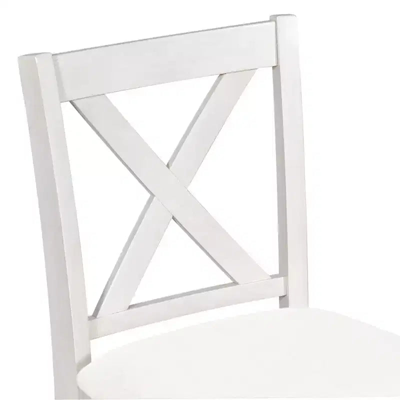 Ensemble table et chaises 5 pièces hauteur comptoir avec étagères de rangement, blanc et noyer, style ferme moderne – Sanzelize Design