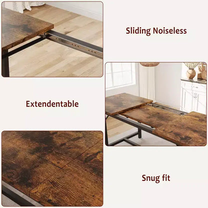 Ensemble de table à manger 160 cm pour 4-8 personnes, grand ensemble de table de cuisine extensible avec 2 bancs – Sanzelize Design