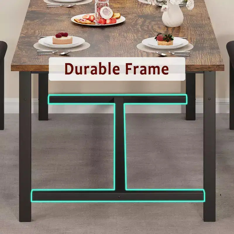 Ensemble de table à manger 160 cm pour 4-8 personnes, grand ensemble de table de cuisine extensible avec 2 bancs – Sanzelize Design