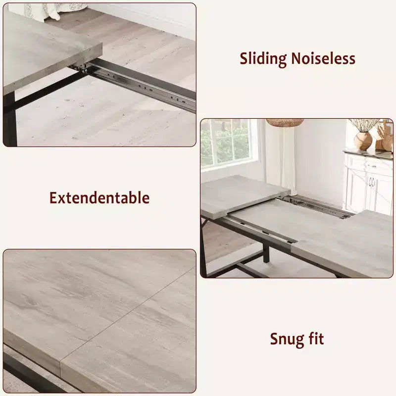 Ensemble de table à manger 160 cm pour 4-8 personnes, grand ensemble de table de cuisine extensible avec 2 bancs – Sanzelize Design