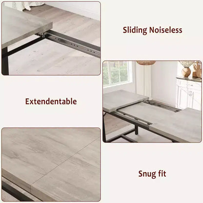 Ensemble de table à manger 160 cm pour 4-8 personnes, grand ensemble de table de cuisine extensible avec 2 bancs – Sanzelize Design