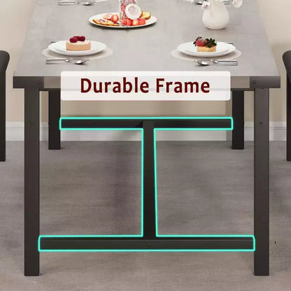 Ensemble de table à manger 160 cm pour 4-8 personnes, grand ensemble de table de cuisine extensible avec 2 bancs – Sanzelize Design