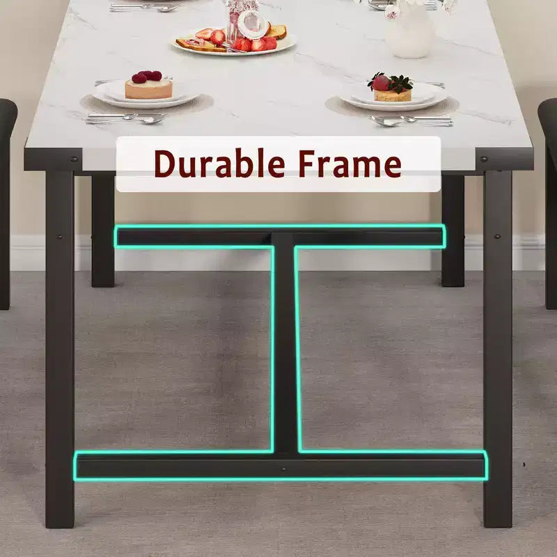 Ensemble de table à manger 160 cm pour 4-8 personnes, grand ensemble de table de cuisine extensible avec 2 bancs – Sanzelize Design