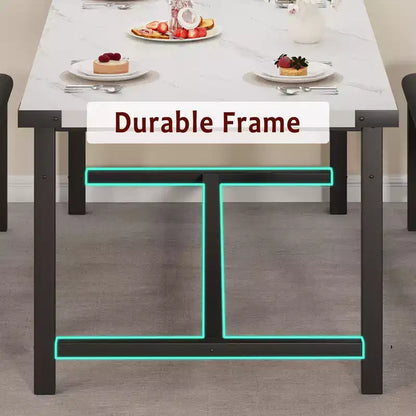 Ensemble de table à manger 160 cm pour 4-8 personnes, grand ensemble de table de cuisine extensible avec 2 bancs – Sanzelize Design
