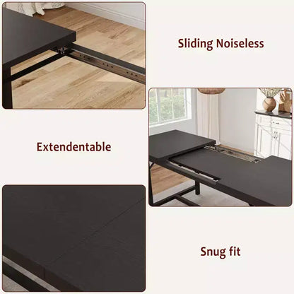Ensemble de table à manger 160 cm pour 4-8 personnes, grand ensemble de table de cuisine extensible avec 2 bancs – Sanzelize Design