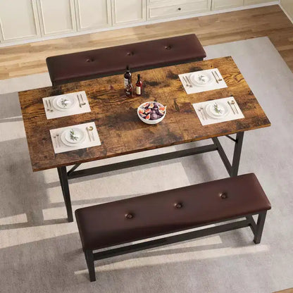 Ensemble de table à manger 160 cm pour 4-8 personnes, grand ensemble de table de cuisine extensible avec 2 bancs – Sanzelize Design