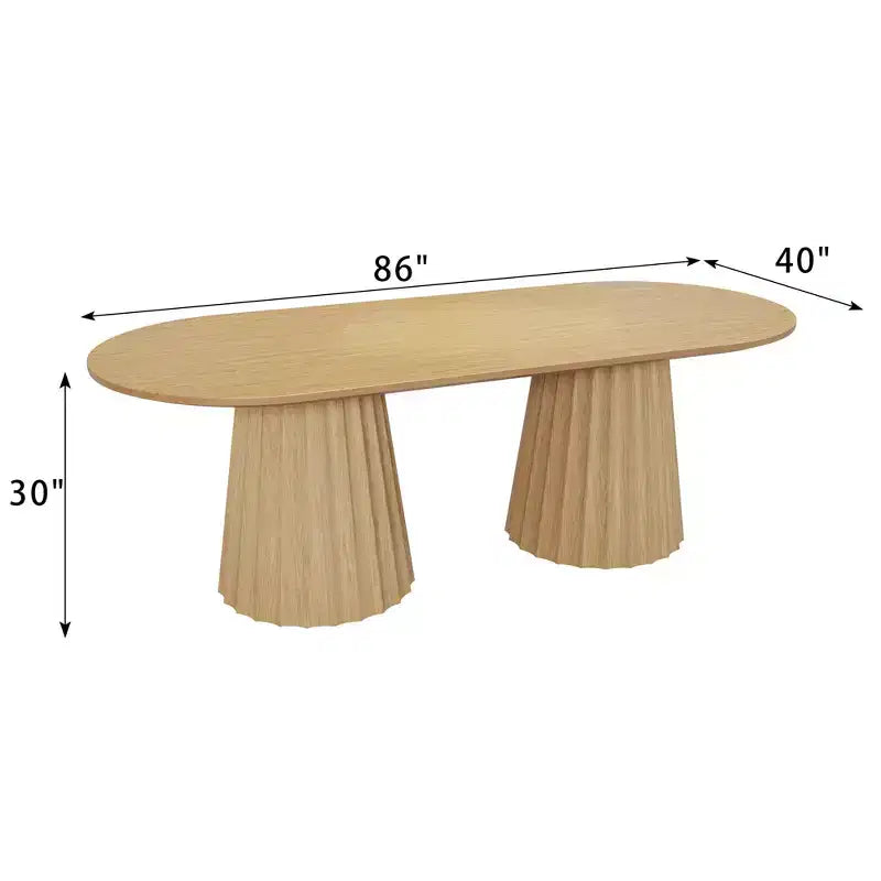 Table de salle à manger ovale noire à double piétement de 218 cm avec 8 chaises – Sanzelize Design