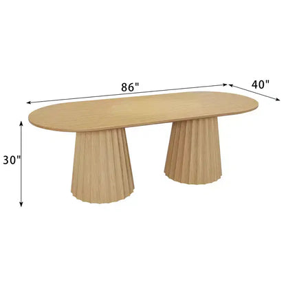 Table de salle à manger ovale noire à double piétement de 218 cm avec 8 chaises – Sanzelize Design