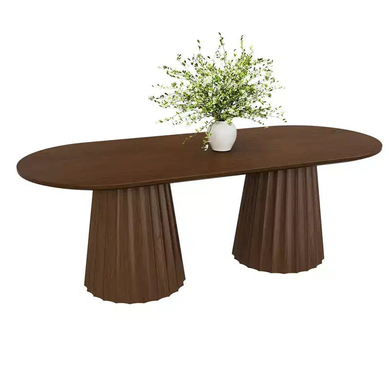Table de salle à manger ovale noire à double piétement de 218 cm avec 8 chaises – Sanzelize Design