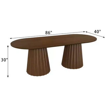 Table de salle à manger ovale noire à double piétement de 218 cm avec 8 chaises – Sanzelize Design