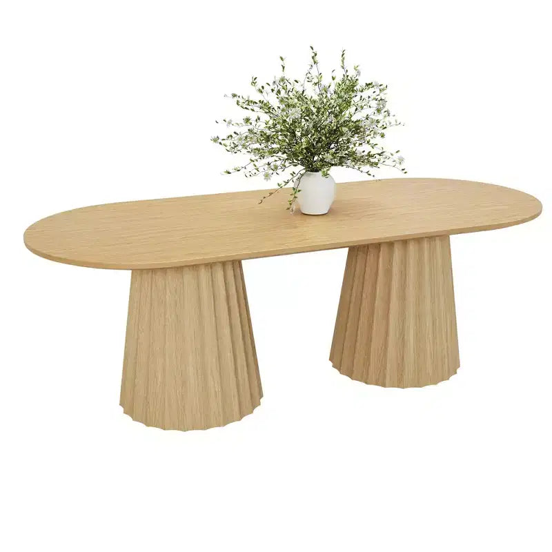 Table de salle à manger ovale noire à double piétement de 218 cm avec 8 chaises – Sanzelize Design