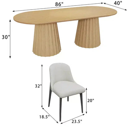 Table de salle à manger ovale noire à double piétement de 218 cm avec 8 chaises – Sanzelize Design