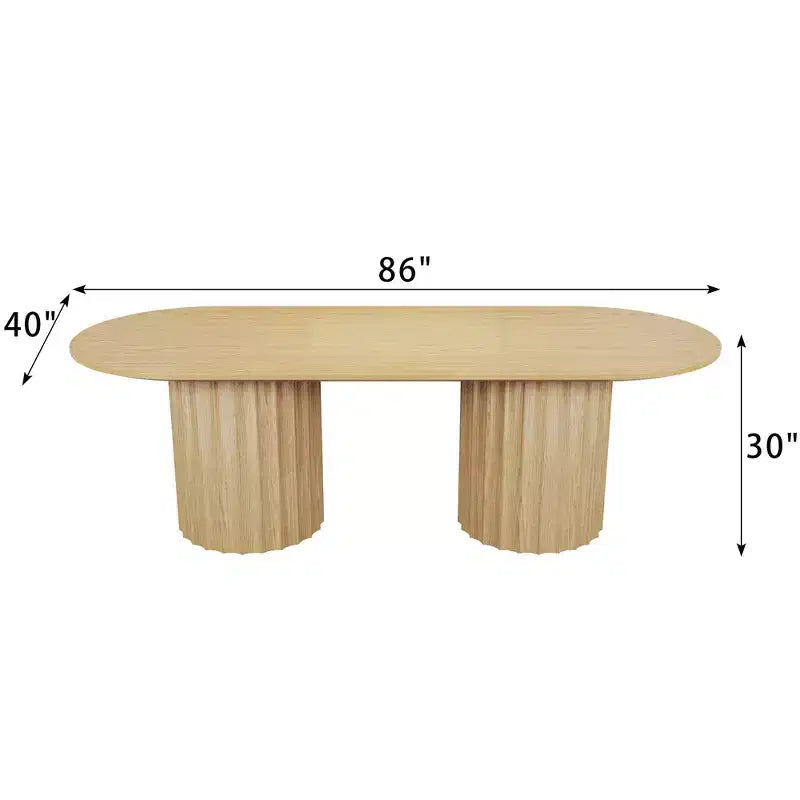 Table à manger ovale double base cylindrique noire de 218 cm avec 8 chaises de salle à manger – Sanzelize Design