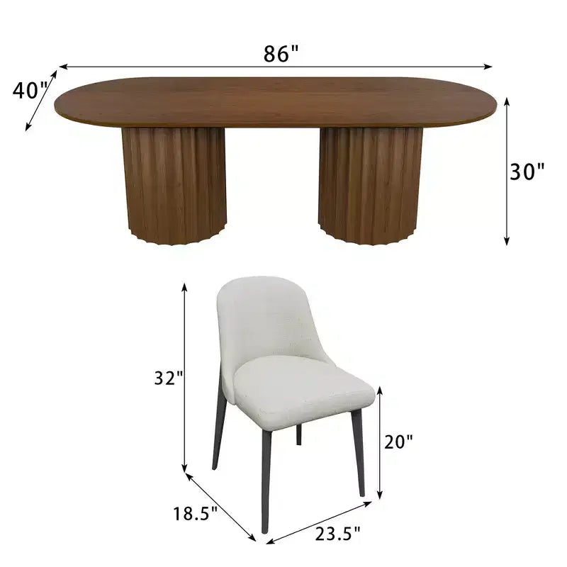 Table à manger ovale double base cylindrique noire de 218 cm avec 8 chaises de salle à manger – Sanzelize Design