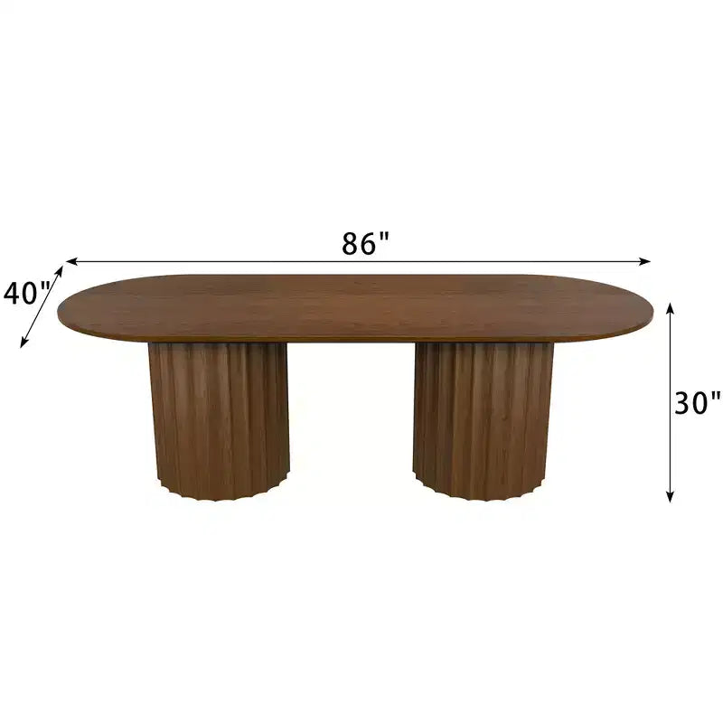 Table à manger ovale double base cylindrique noire de 218 cm avec 8 chaises de salle à manger – Sanzelize Design