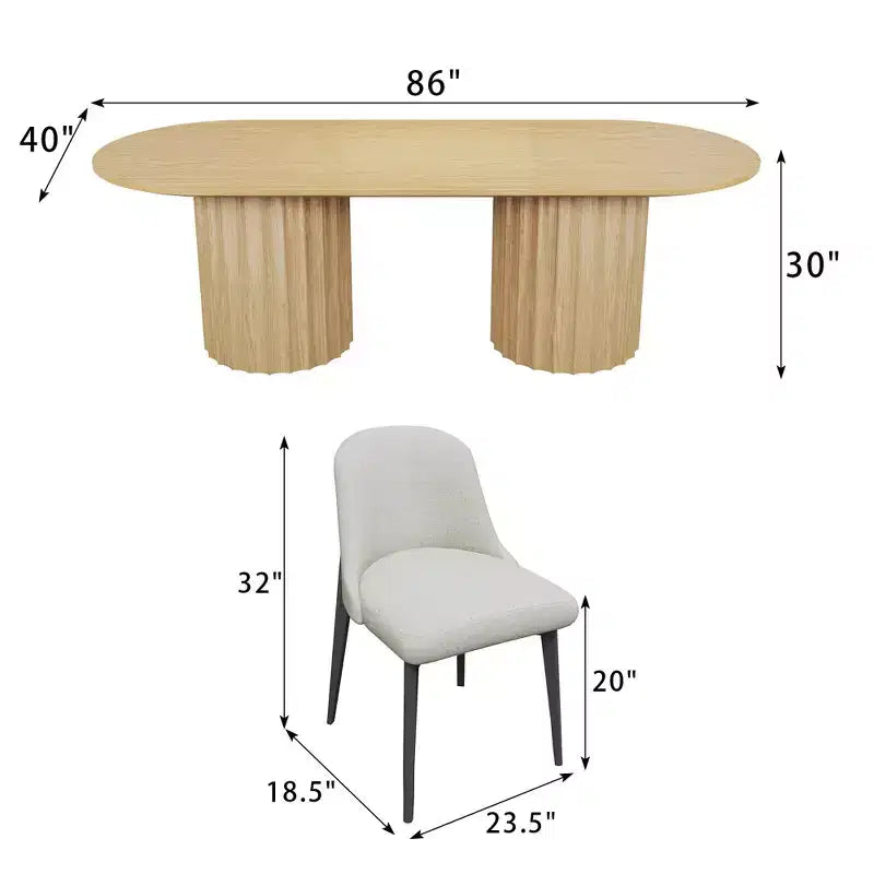 Table à manger ovale double base cylindrique noire de 218 cm avec 8 chaises de salle à manger – Sanzelize Design