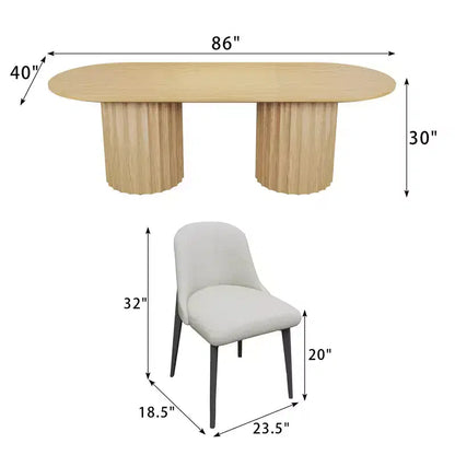 Table à manger ovale double base cylindrique noire de 218 cm avec 8 chaises de salle à manger – Sanzelize Design