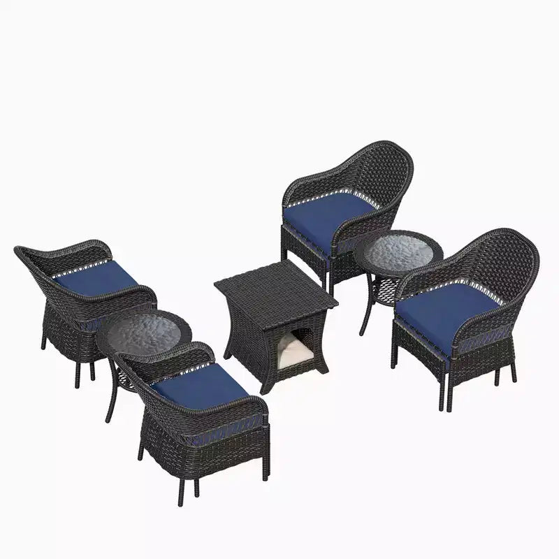 Ensemble de conversation de jardin en osier de 11 pièces – Sanzelize Design
