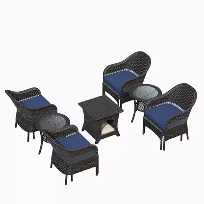 Ensemble de conversation de jardin en osier de 11 pièces – Sanzelize Design