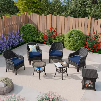 Ensemble de conversation de jardin en osier de 11 pièces – Sanzelize Design