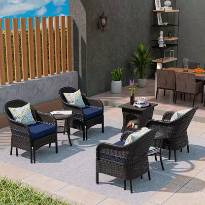 Ensemble de conversation de jardin en osier de 11 pièces – Sanzelize Design