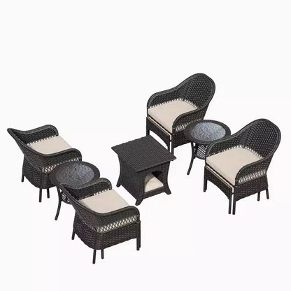 Ensemble de conversation de jardin en osier de 11 pièces – Sanzelize Design