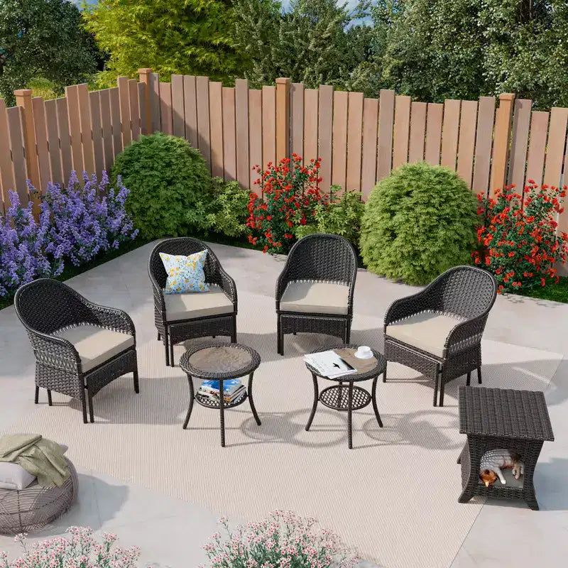 Ensemble de conversation de jardin en osier de 11 pièces – Sanzelize Design