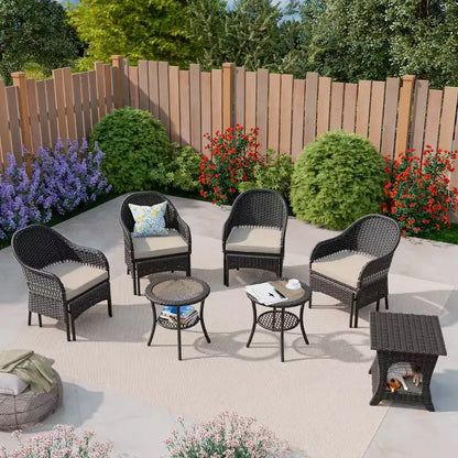 Ensemble de conversation de jardin en osier de 11 pièces – Sanzelize Design