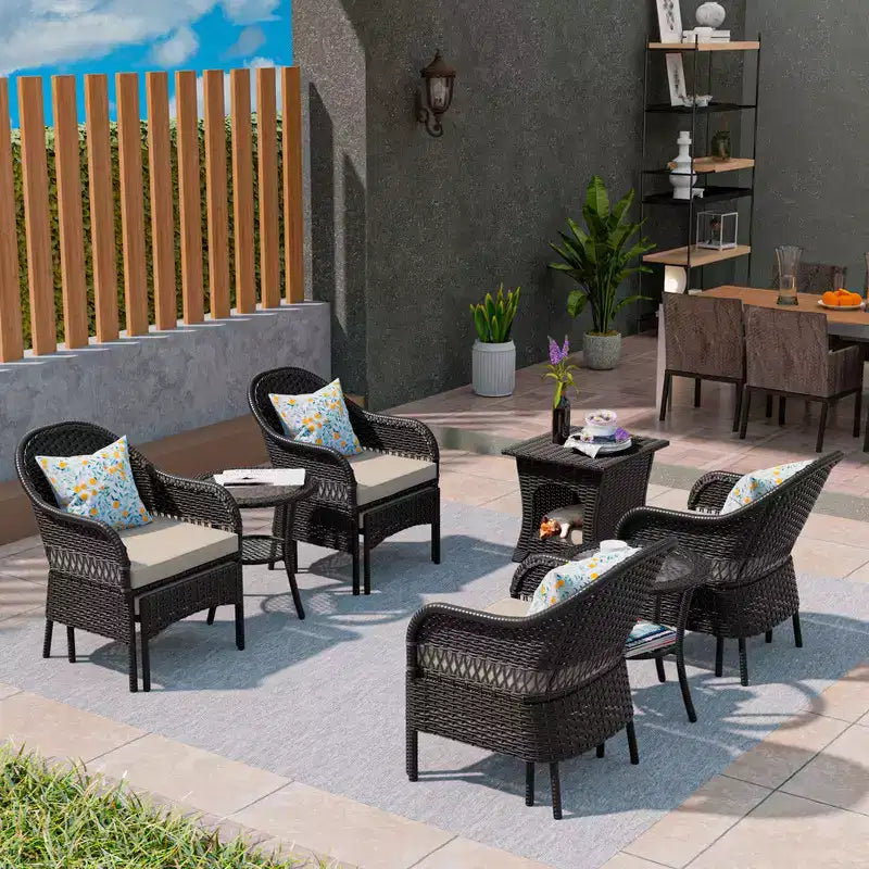 Ensemble de conversation de jardin en osier de 11 pièces – Sanzelize Design