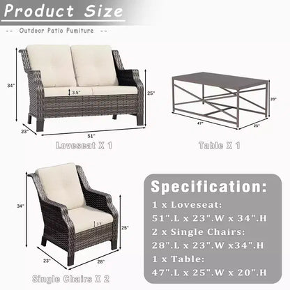 Ensemble de meubles de jardin extérieur en osier 4 pièces – Sanzelize Design