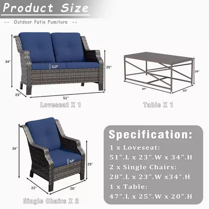 Ensemble de meubles de jardin extérieur en osier 4 pièces – Sanzelize Design