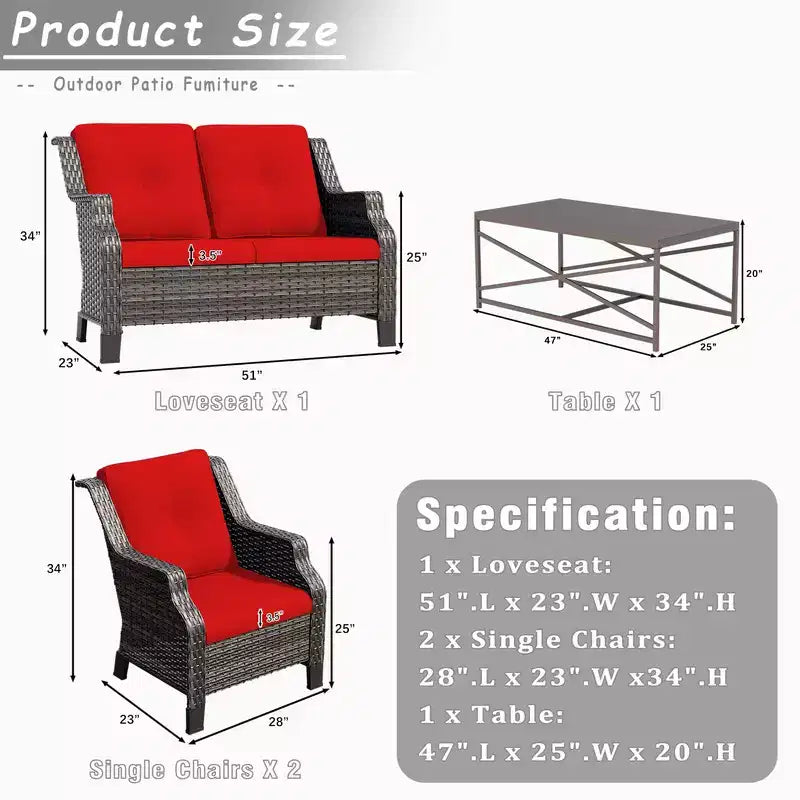 Ensemble de meubles de jardin extérieur en osier 4 pièces – Sanzelize Design