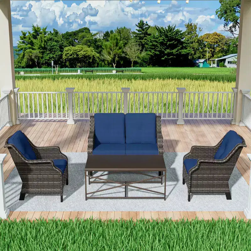 Ensemble de meubles de jardin extérieur en osier 4 pièces – Sanzelize Design