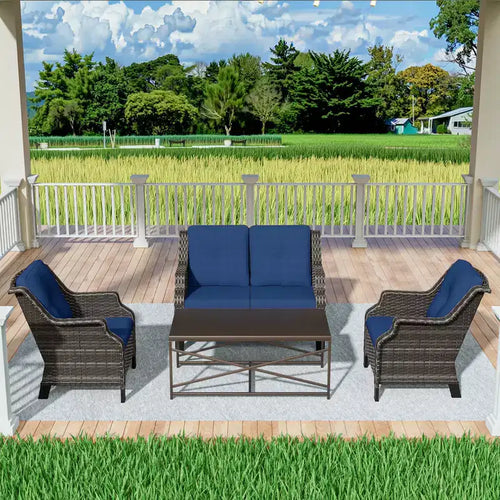 Ensemble de meubles de jardin extérieur en osier 4 pièces – Sanzelize Design