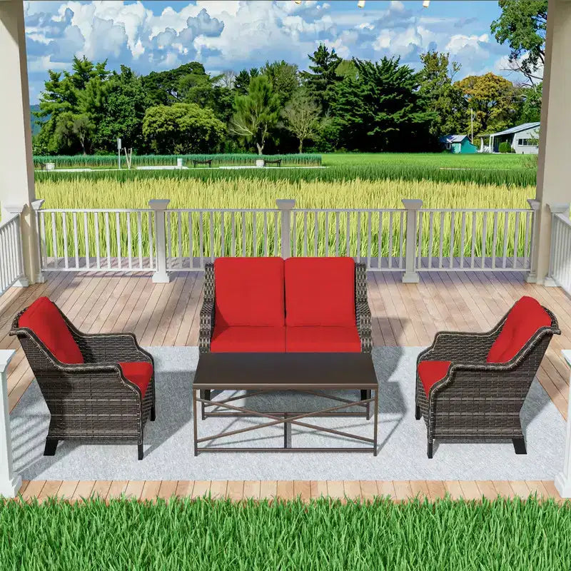 Ensemble de meubles de jardin extérieur en osier 4 pièces – Sanzelize Design