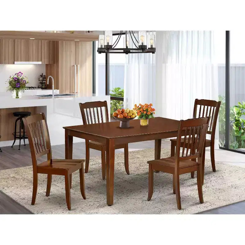 Ensemble de salle à manger de jardin Beach 5 pièces, table rectangulaire et chaises, mobilier d'extérieur 152 cm – Sanzelize Design