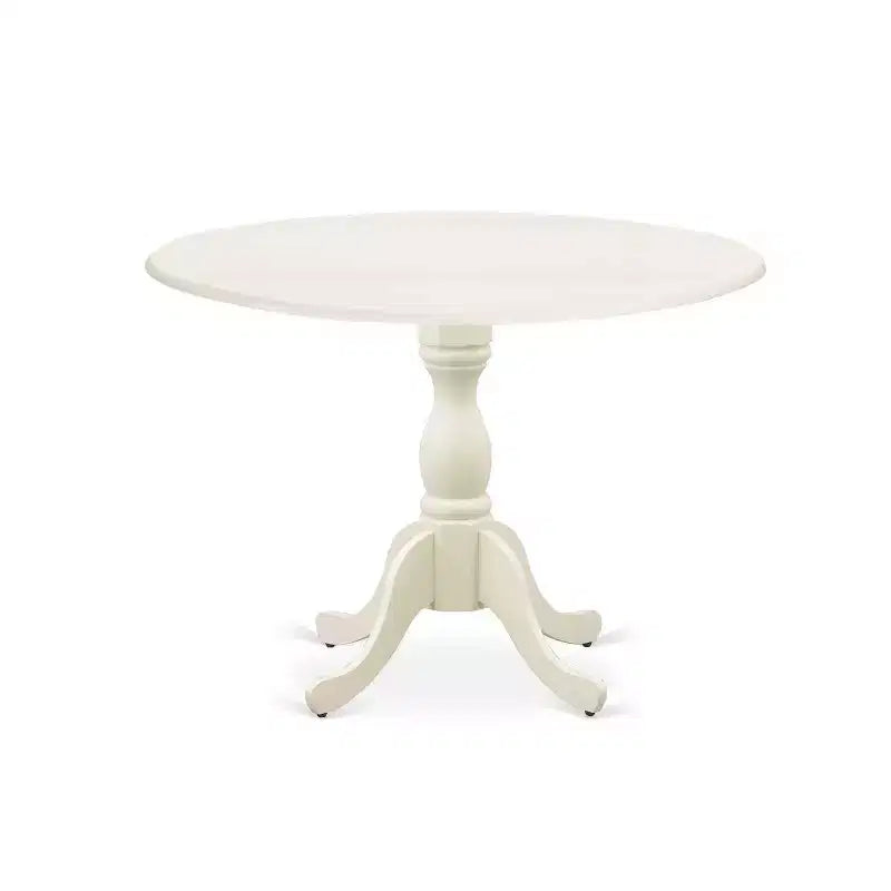 Ensemble de salle à manger 5 pièces en bois massif finition blanc lin, avec table à rallonges et 4 chaises – Sanzelize Design
