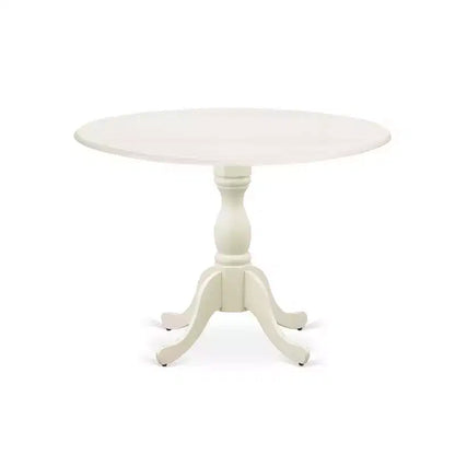Ensemble de salle à manger 5 pièces en bois massif finition blanc lin, avec table à rallonges et 4 chaises – Sanzelize Design