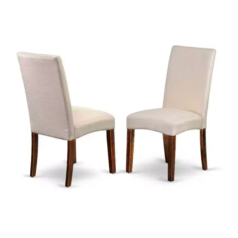 Ensemble de salle à manger rustique 5 pièces Table et chaises carrées - Tissu crème lin – Sanzelize Design