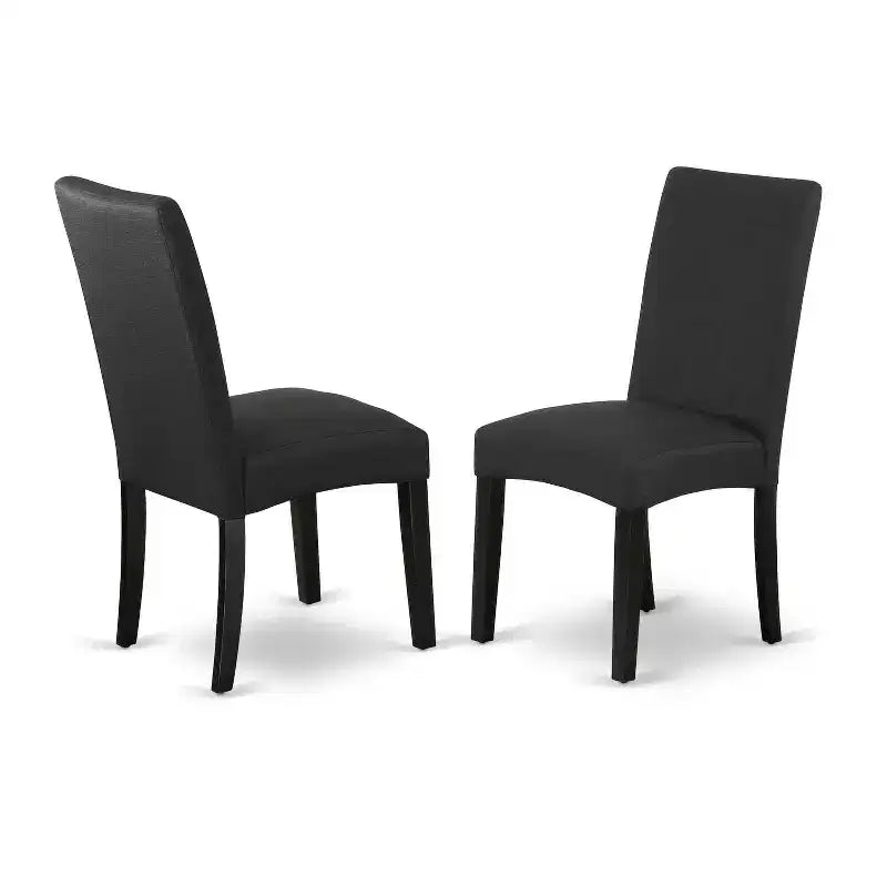Table de salle à manger rectangulaire 5 pièces à plateau en bois massif de finition noire avec 4 chaises Parson et – Sanzelize Design