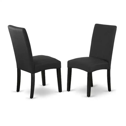 Table de salle à manger rectangulaire 5 pièces à plateau en bois massif de finition noire avec 4 chaises Parson et – Sanzelize Design