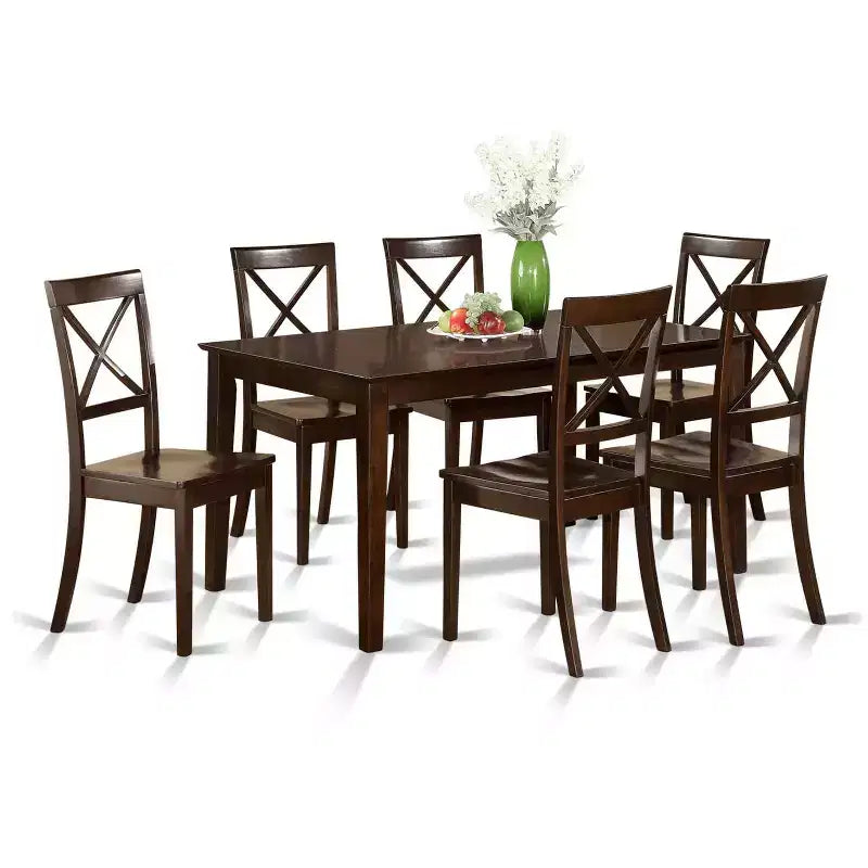 Ensemble Table et Chaises de Salle à Manger - Élégance Éclectique Bois Massif Fini Cappuccino – Sanzelize Design