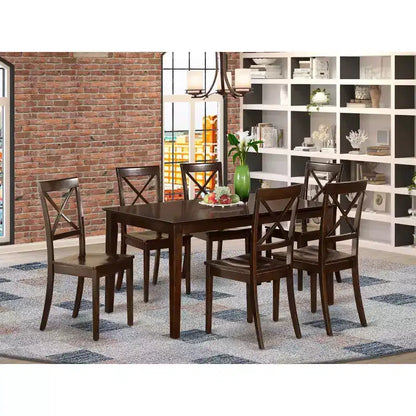 Ensemble Table et Chaises de Salle à Manger - Élégance Éclectique Bois Massif Fini Cappuccino – Sanzelize Design