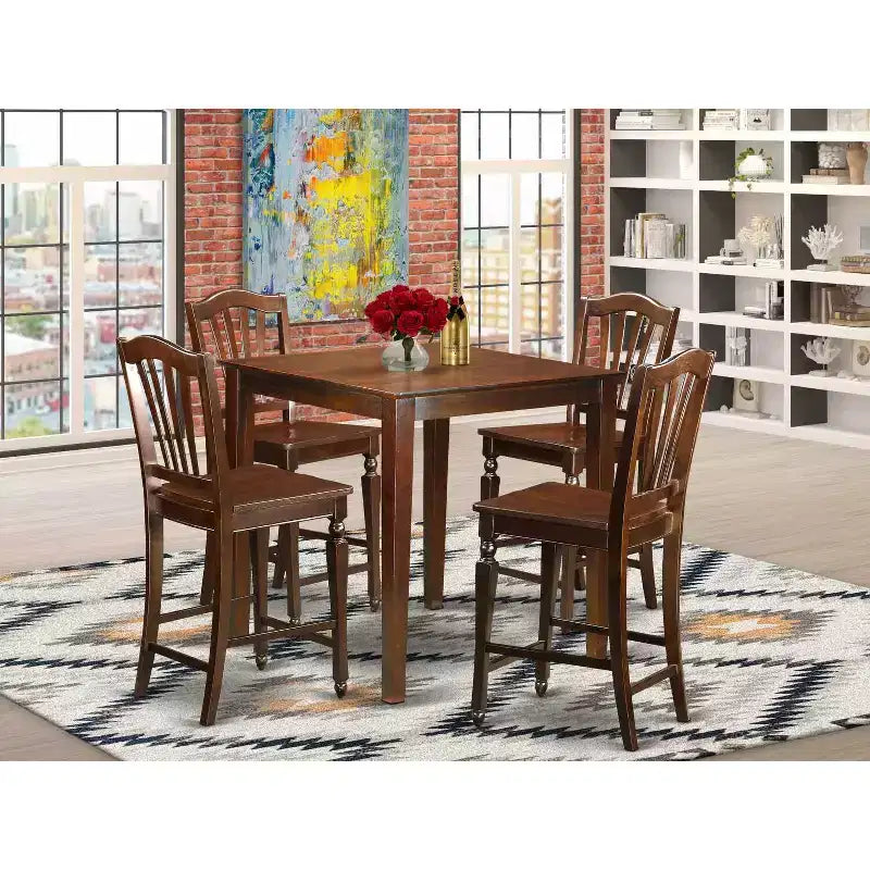 Ensemble Table de bar et Chaises de cuisine modernes - Table carrée de 91 cm avec 4 tabourets – Sanzelize Design